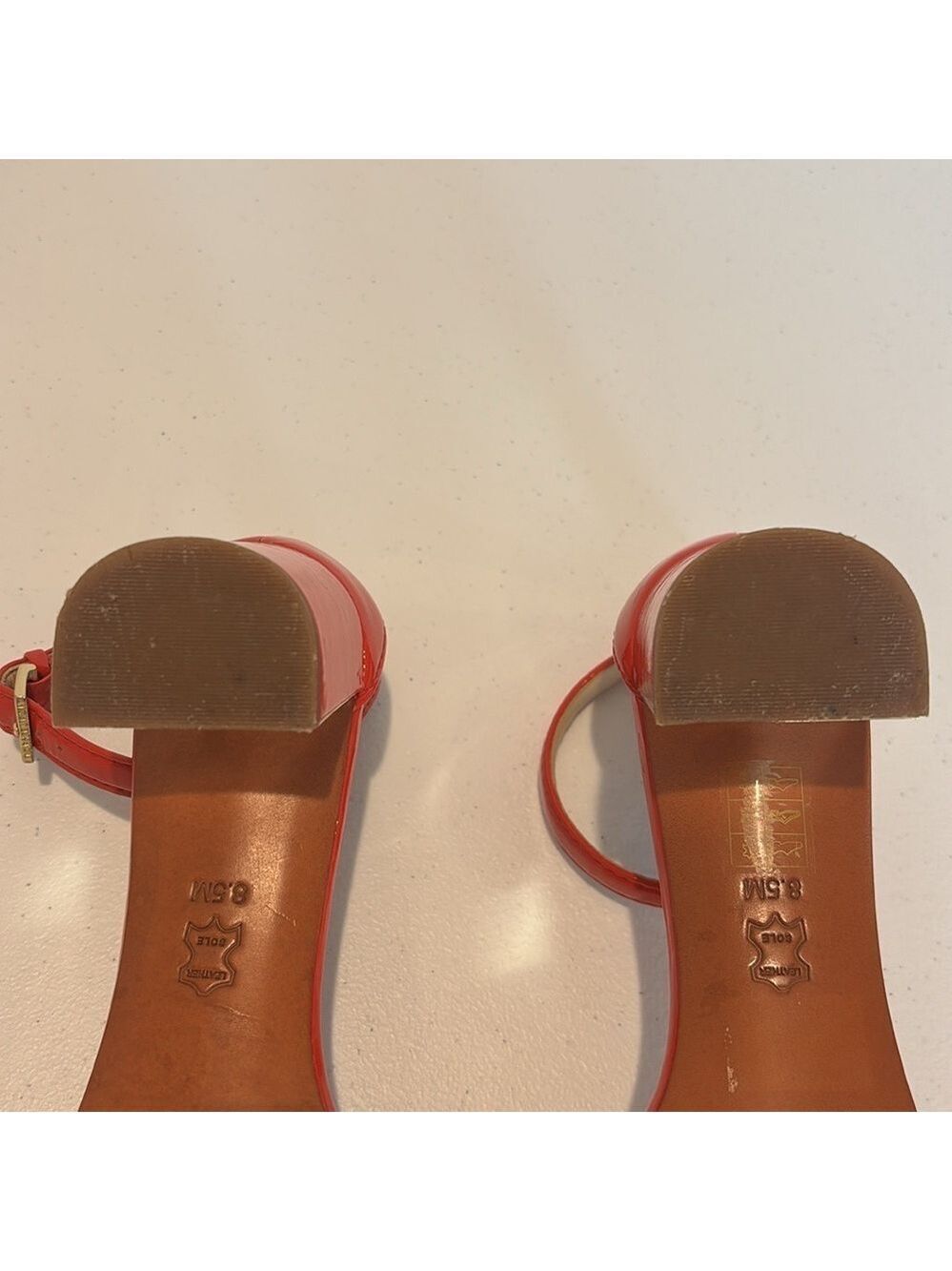 TORY BURCH CECILE sandals City Pepper Red Patent Leather block Heels size 8.5M - Picture 13 of 17
